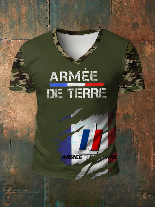 T-shirt imprimé à manches courtes Armée de terre française Homme