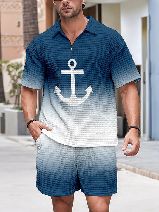 Costume zippé décontracté gaufré pour hommes
