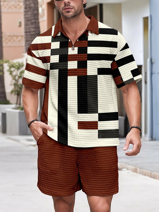 Costume zippé décontracté gaufré pour hommes
