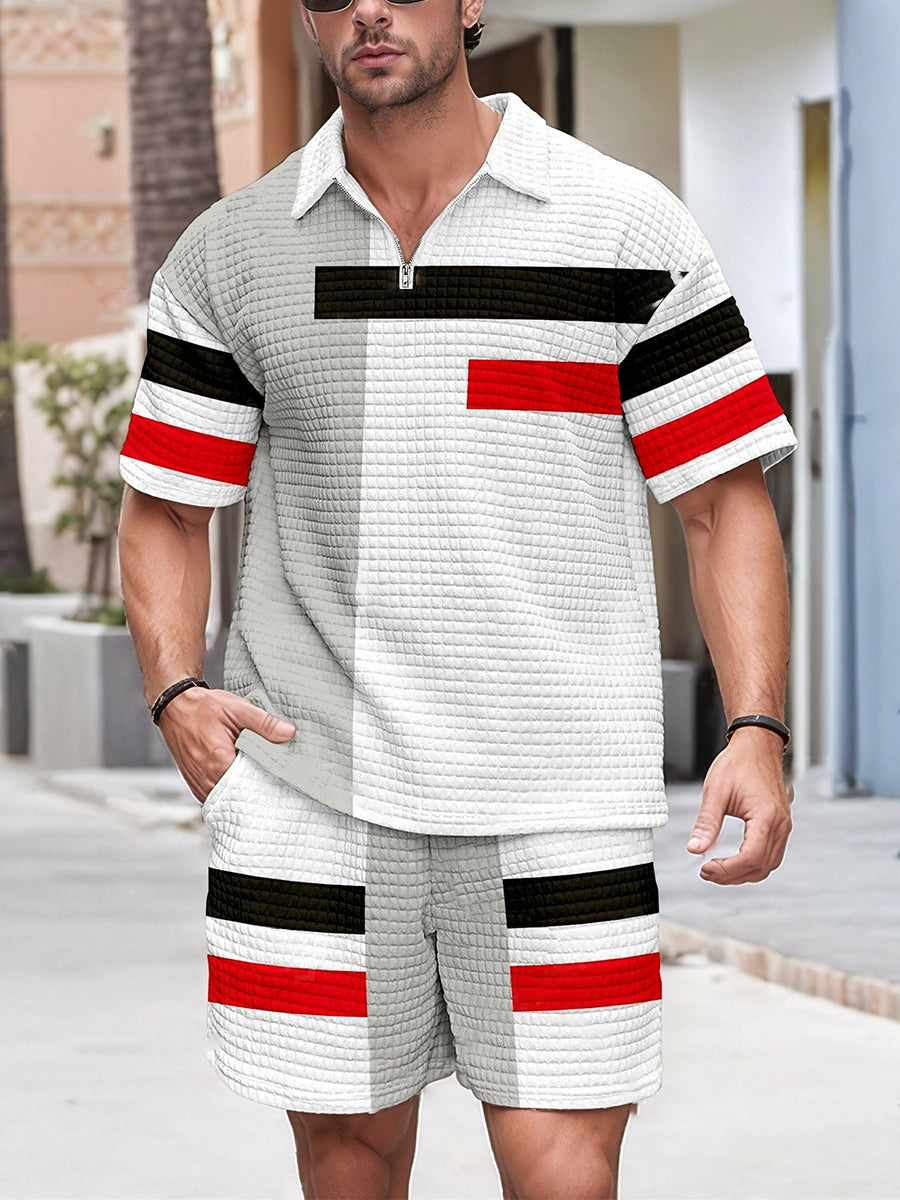 Costume zippé décontracté gaufré pour hommes