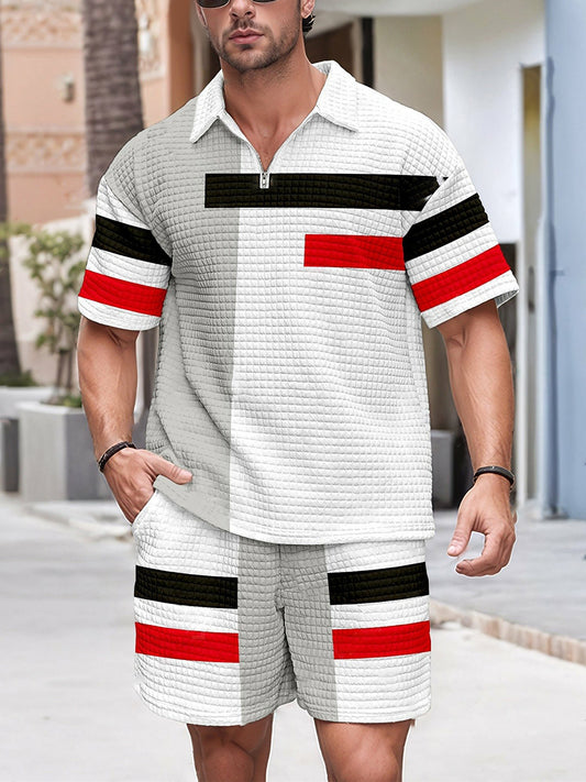 Costume zippé décontracté gaufré pour hommes