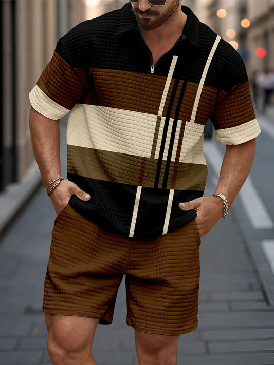 Costume zippé décontracté gaufré pour hommes