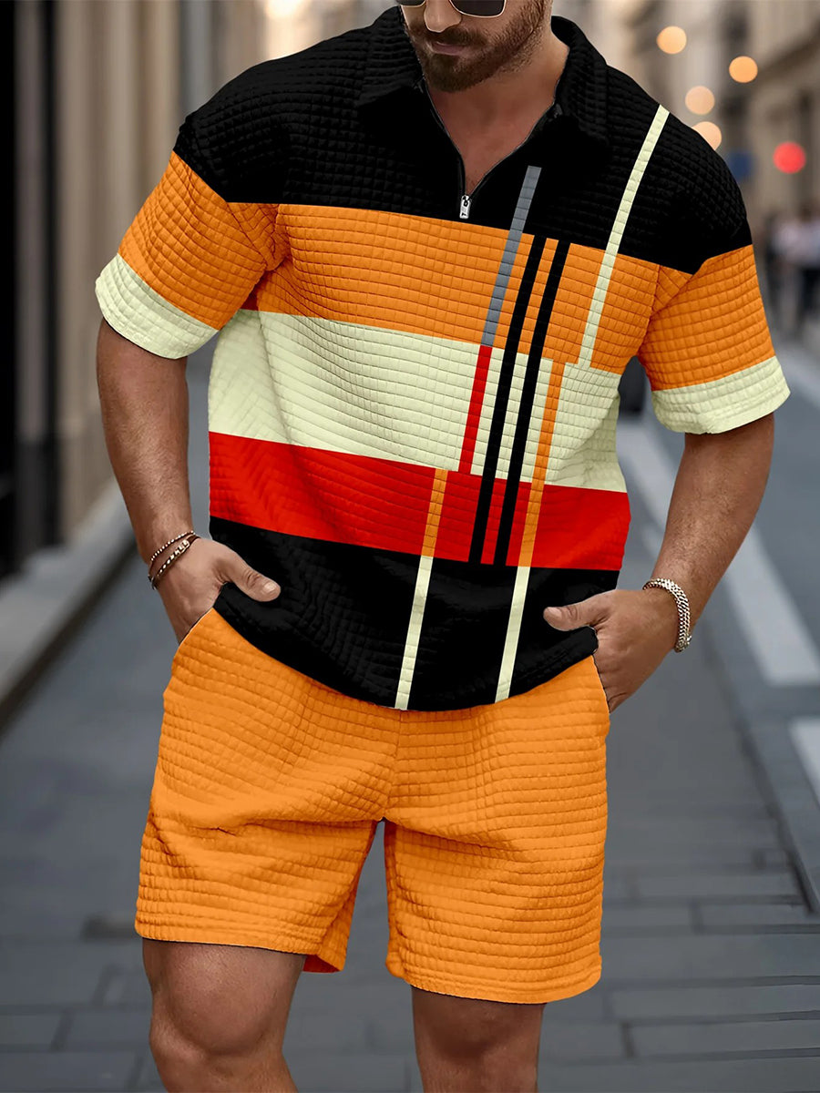 Costume zippé décontracté gaufré pour hommes