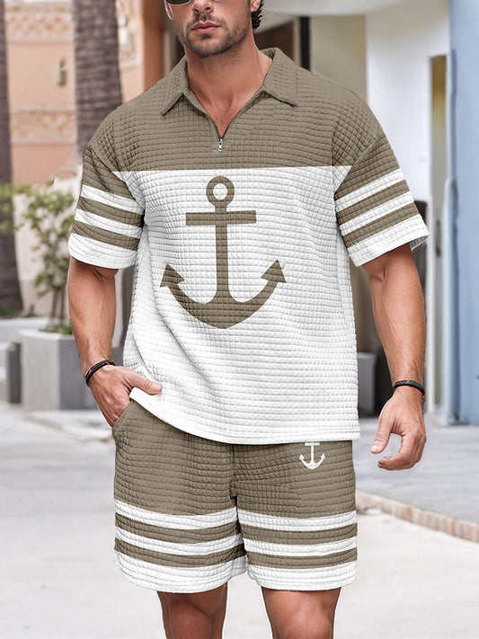 Costume zippé décontracté gaufré pour hommes