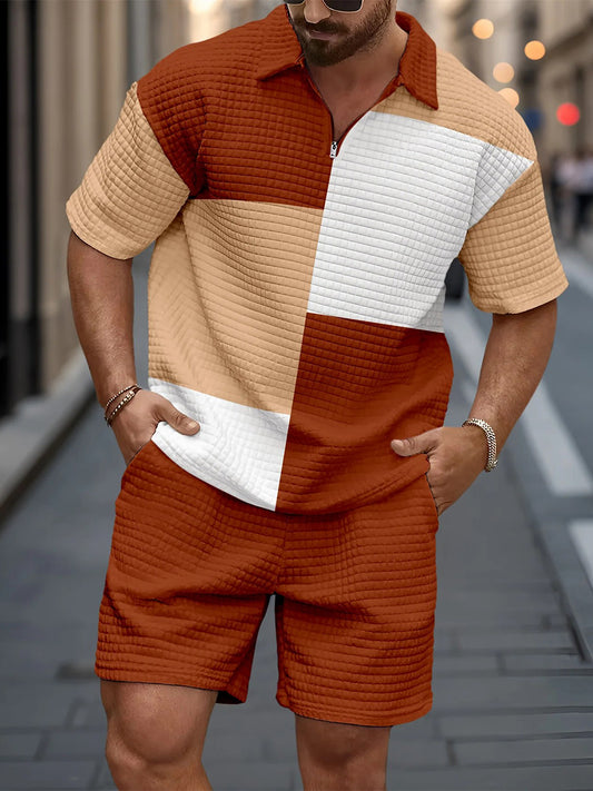 Costume zippé décontracté gaufré pour hommes
