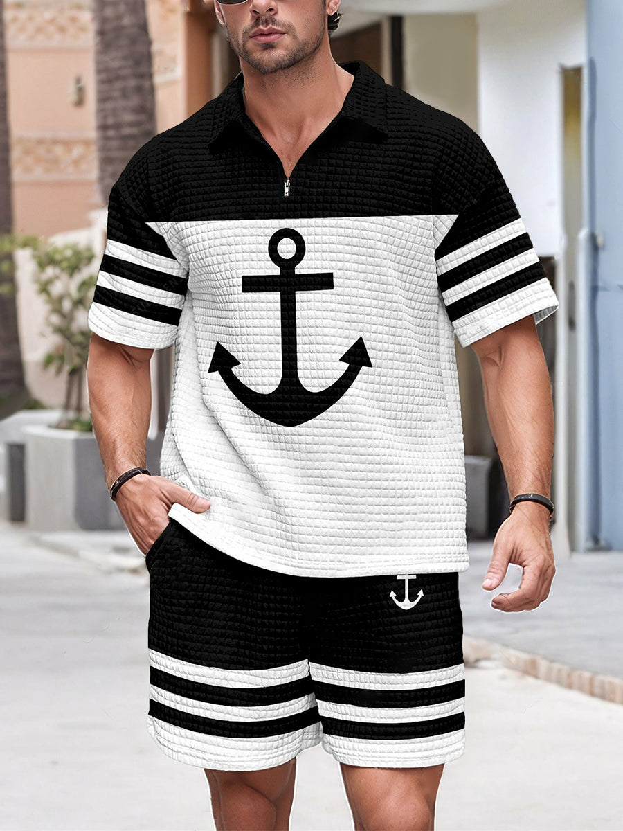 Costume zippé décontracté gaufré pour hommes