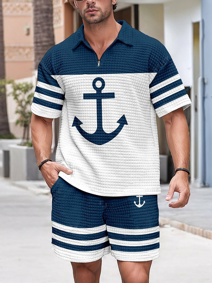 Costume zippé décontracté gaufré pour hommes