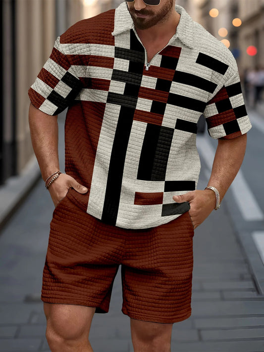 Costume zippé décontracté gaufré pour hommes