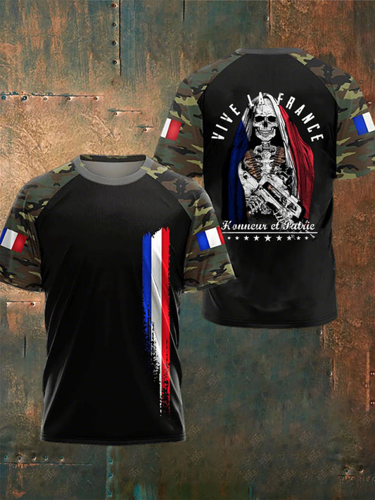 T-shirt à manches courtes imprimé armée française pour hommes