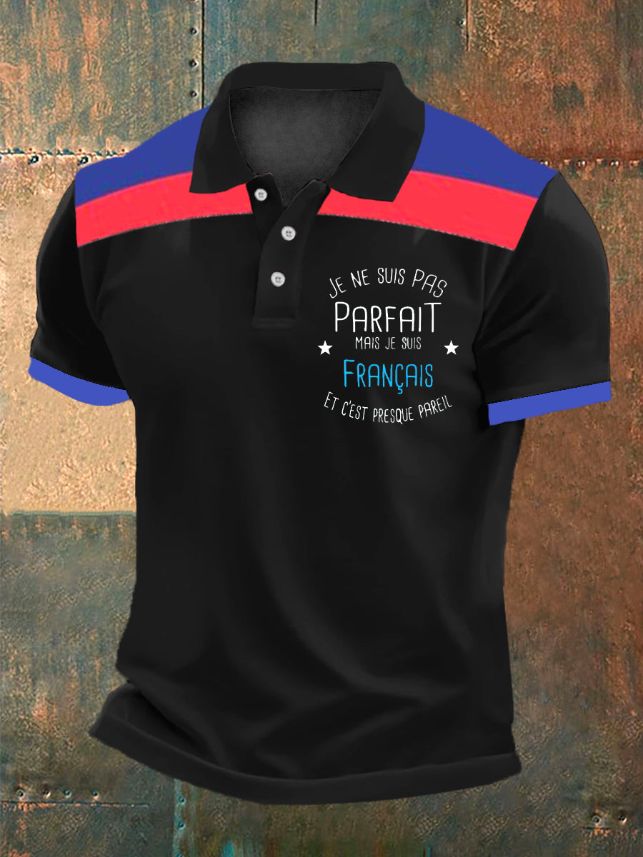 Chemise pour homme JE NE SUIS PAS PARFAIT MAIS JE SUIS FRANÇAIS ET C'EST PRESQUE PAREIL