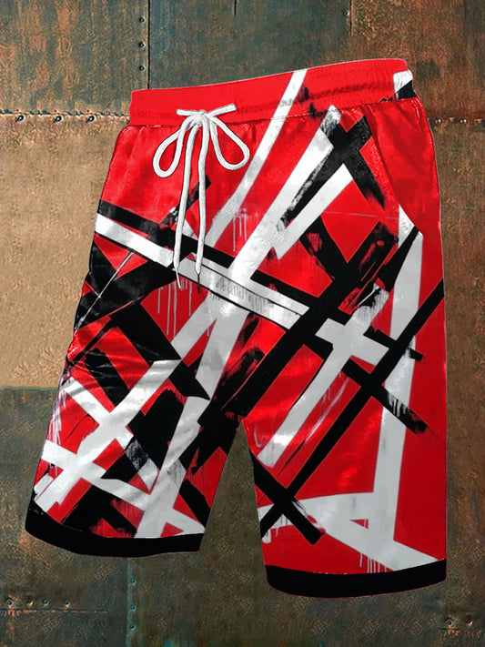 Hommes Vintage VH Festival Guitare Grain Abstrait Impression Casual Poche