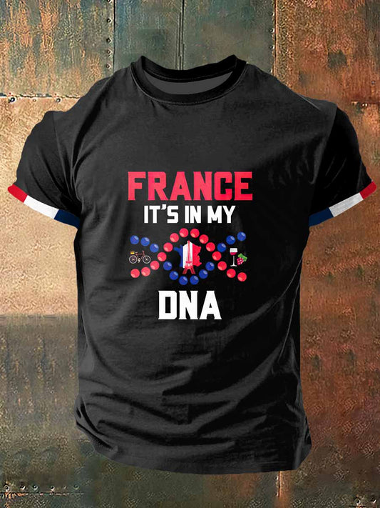 La France des hommes est dans mon ADN Imprimer Vintage Fashion T-shirt à manches courtes