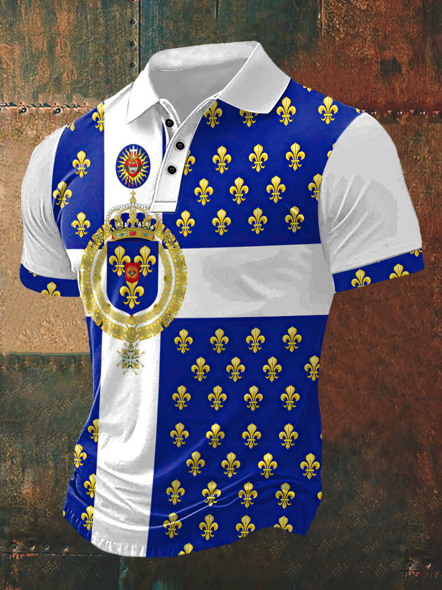 Iris Badge Imprimer Polo Neck T-shirt à manches courtes