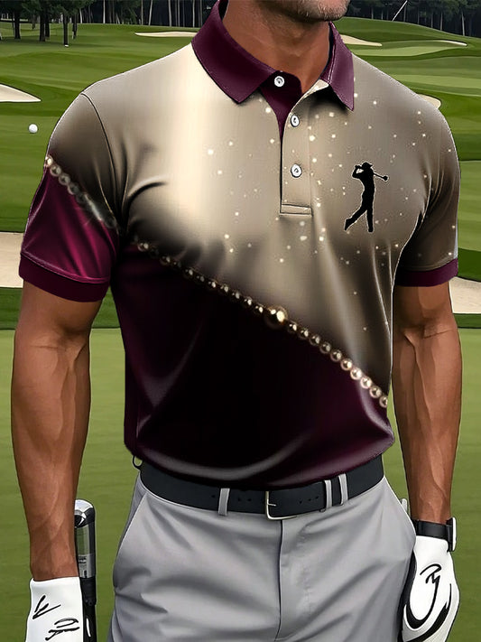 Hommes Rétro Abstrait Brillant Spliced Art Print Casual Business Polo
