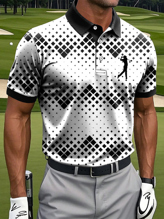 Retro Gradient géométrique Art Print Casual Business Polo pour hommes