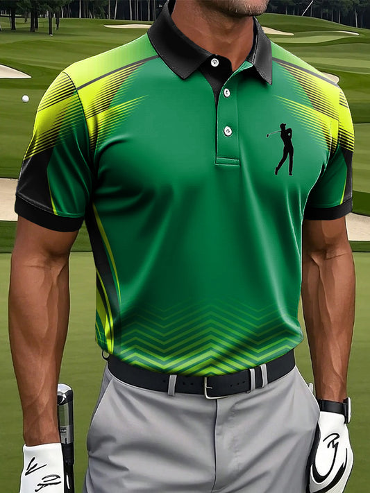 Hommes Abstrait Gradient Line Art Print Casual Business Polo