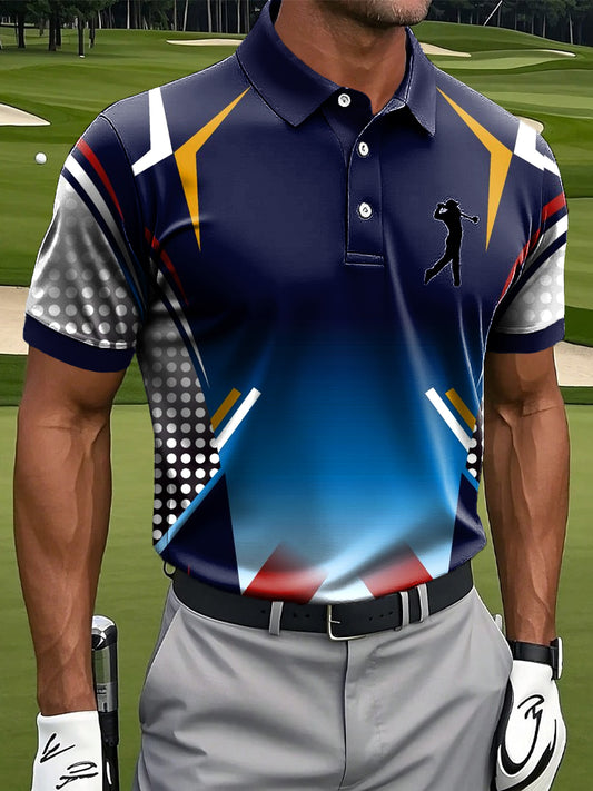 Hommes Abstrait Gradient Ligne Couleur Art Impression Casual Polo D'affaires