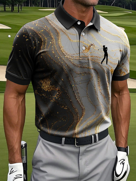 Gradient Vintage or texturé Art Print Casual Business Polo pour hommes