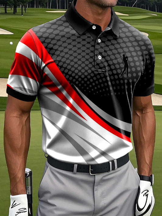 Ligne abstraite classique épissage Art Print Casual Business Polo pour hommes