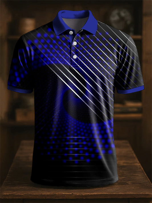 Hommes rétro rayé Polka Dot Art Print Casual Business Polo Shirt