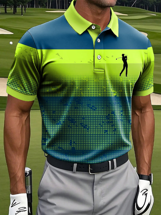 Hommes Abstrait Gradient Stripe Art Print Casual Business Polo
