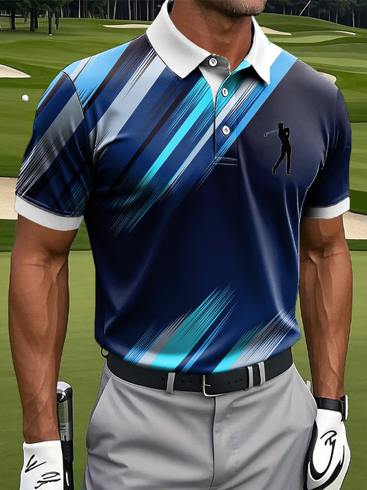 Hommes rétro abstrait Gradient Stripe Art Print Casual Business Polo