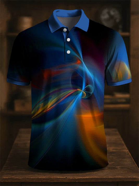 Retro Abstract Texture Art Print Casual Business Polo pour hommes