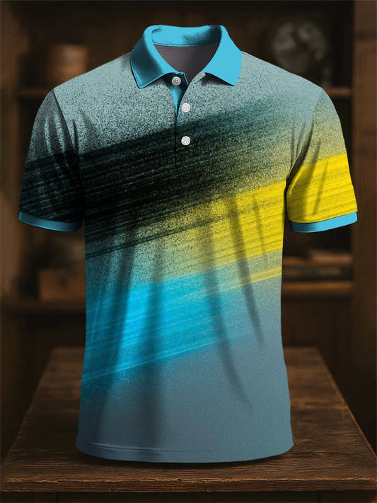 Hommes rétro ligne colorée Graffiti Art Print Casual Business Polo