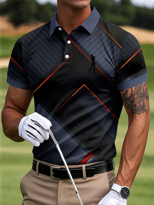 Hommes de Golf Lignes Abstraites Géométrique Patchwork Art Print Casual Business Polo
