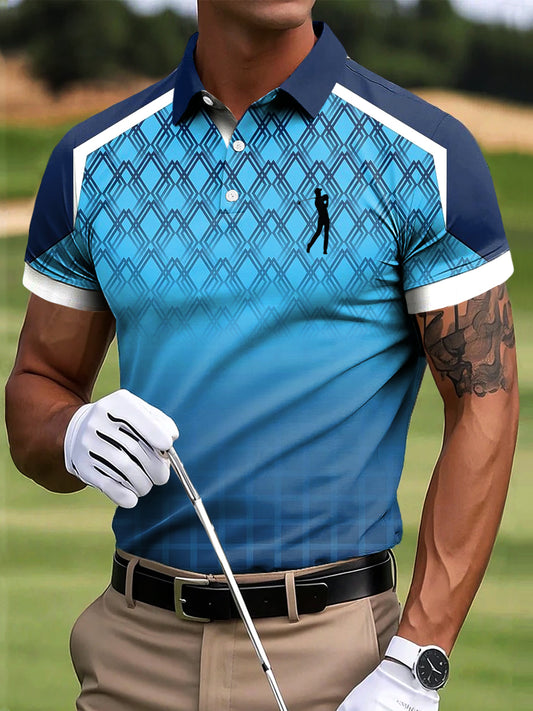 Golf Gradient géométrique Patchwork Art Print Casual Business Polo pour hommes