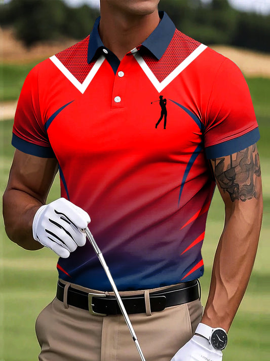 Polo décontracté pour hommes Golf Gradient Line Art Print