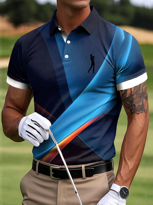 Hommes Golf Gradient Texture Patchwork Art Print Casual Business Polo