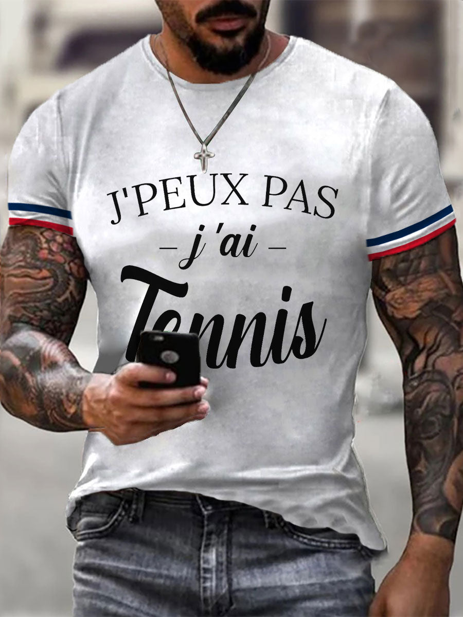 T-shirt Décontracté Imprimé Tennis pour Homme