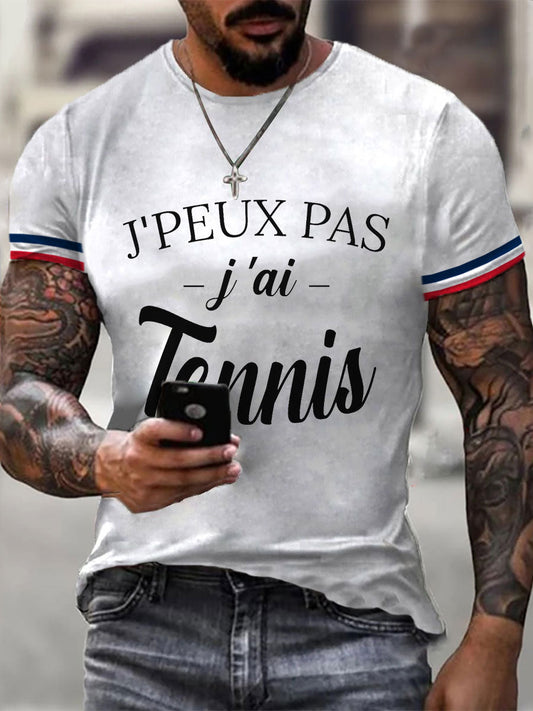 T-shirt Décontracté Imprimé Tennis pour Homme