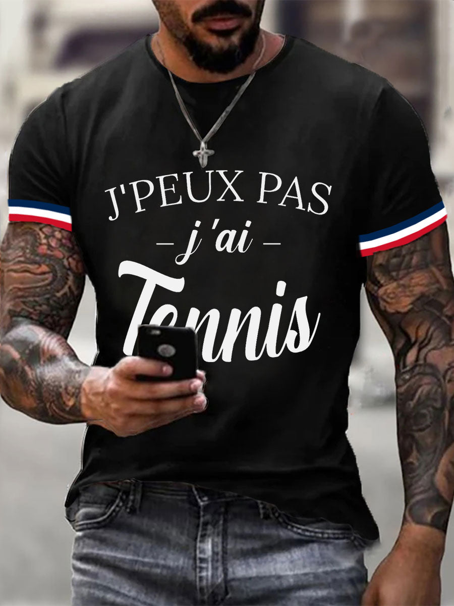 T-shirt Décontracté Imprimé Tennis pour Homme
