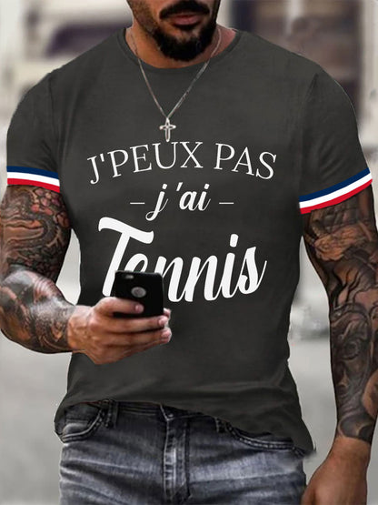 T-shirt Décontracté Imprimé Tennis pour Homme