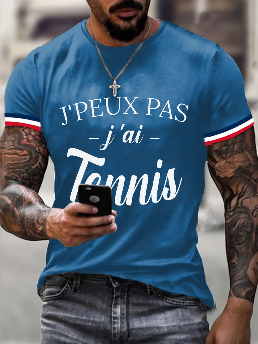 T-shirt Décontracté Imprimé Tennis pour Homme