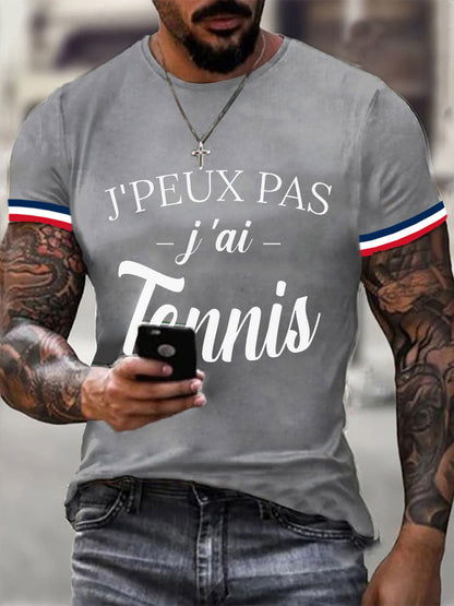 T-shirt Décontracté Imprimé Tennis pour Homme