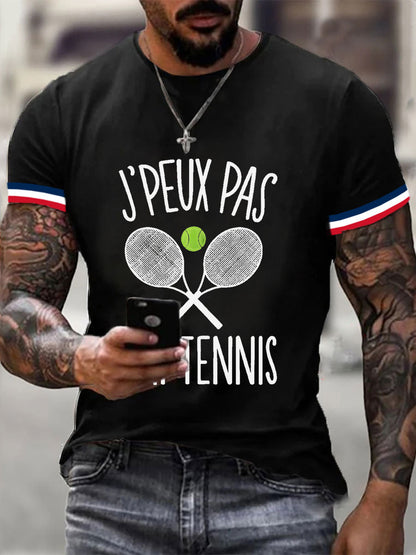 T-shirt Décontracté Imprimé Tennis pour Homme