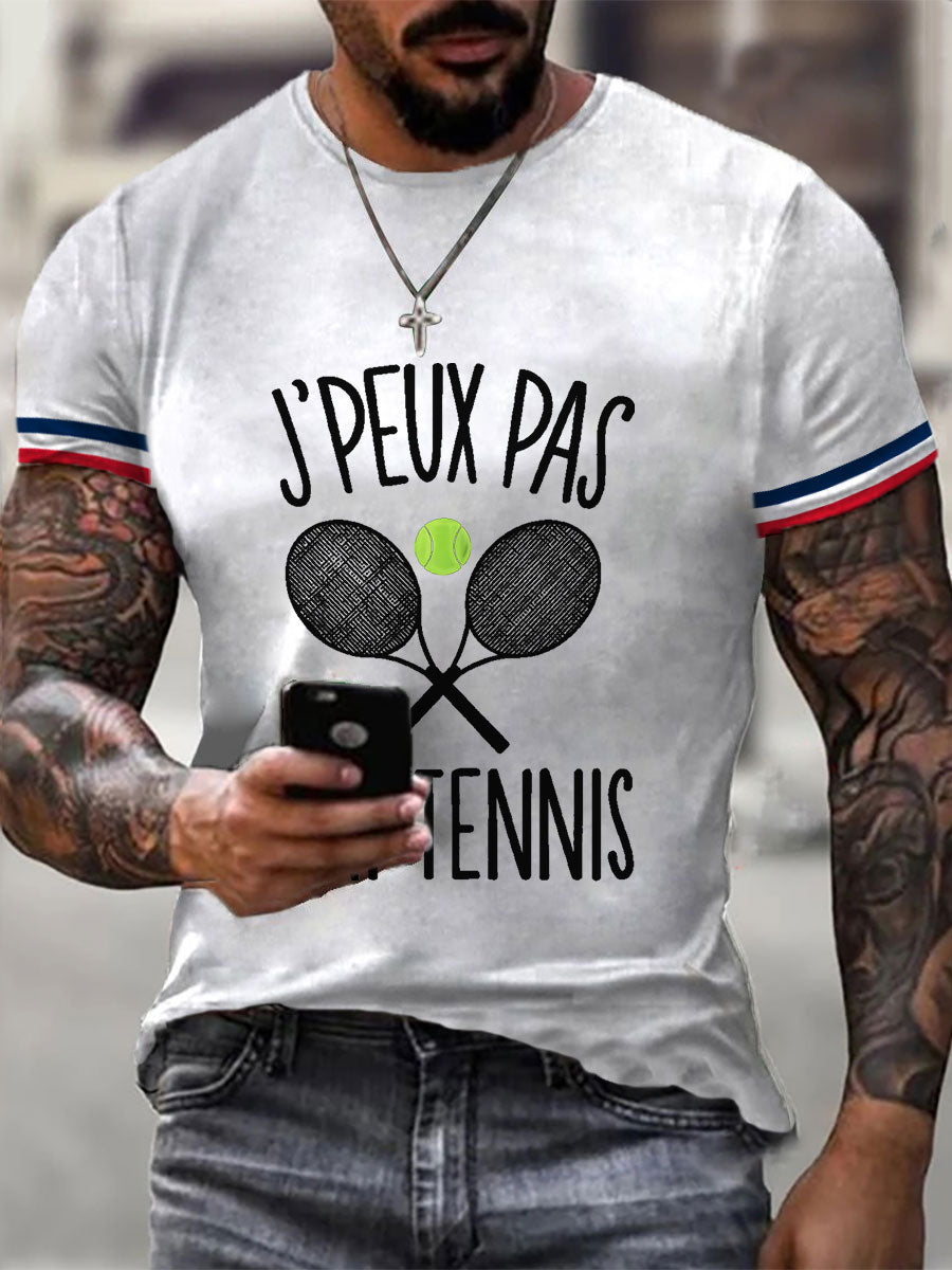 T-shirt Décontracté Imprimé Tennis pour Homme