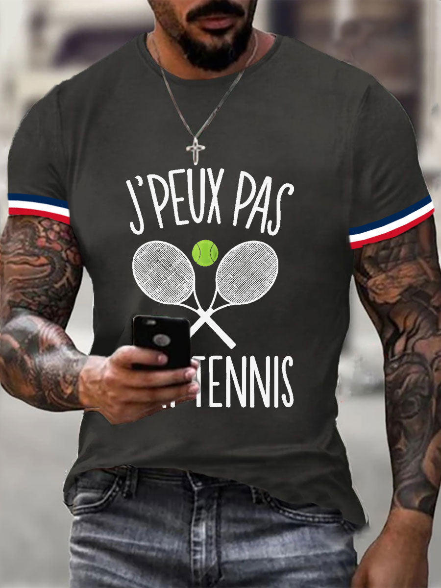 T-shirt Décontracté Imprimé Tennis pour Homme