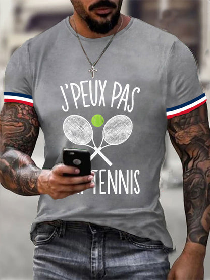 T-shirt Décontracté Imprimé Tennis pour Homme