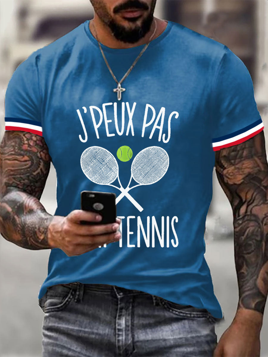 T-shirt Décontracté Imprimé Tennis pour Homme