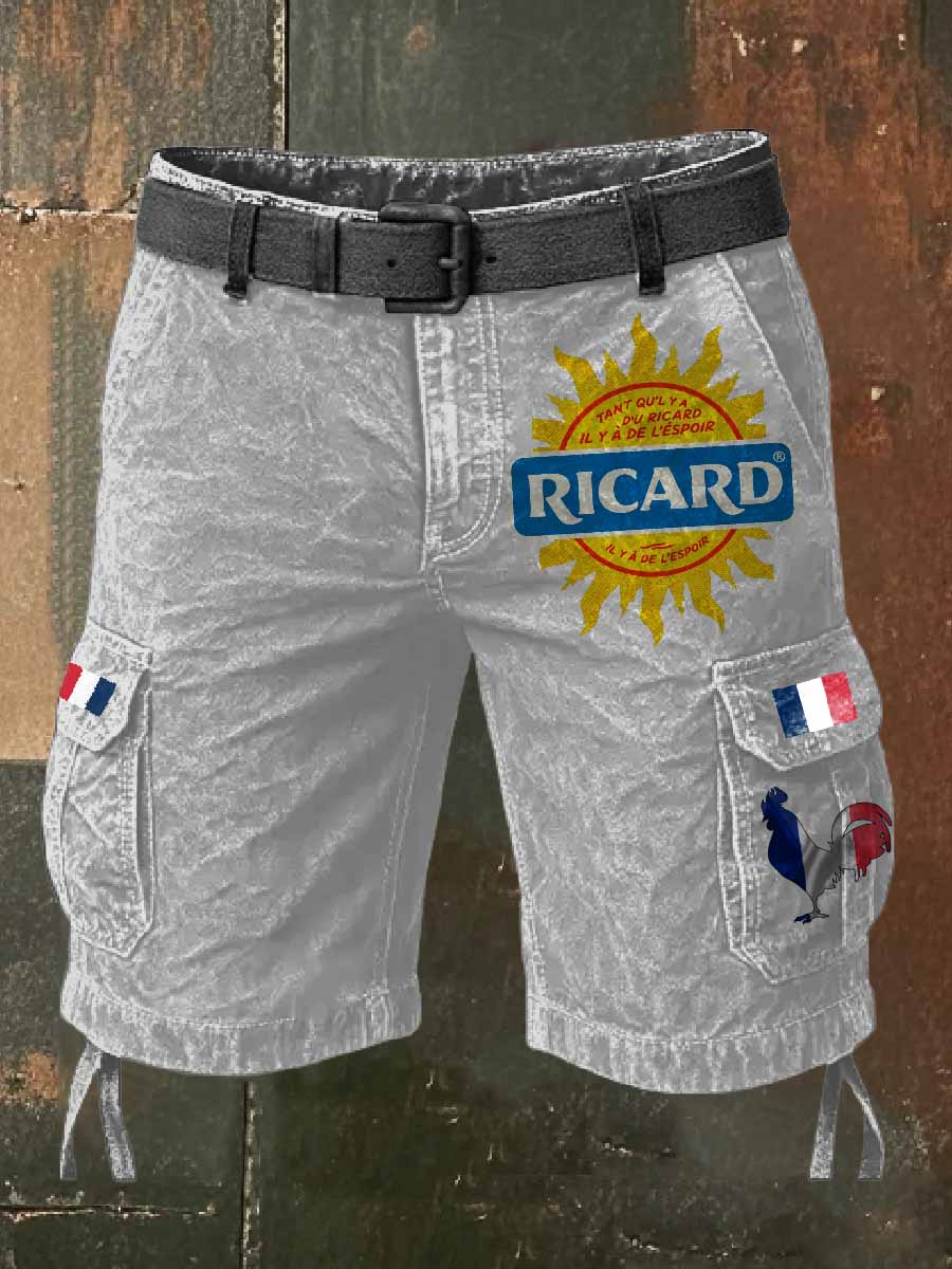 Homme Vintage Imprimé Casual Cargo Shorts