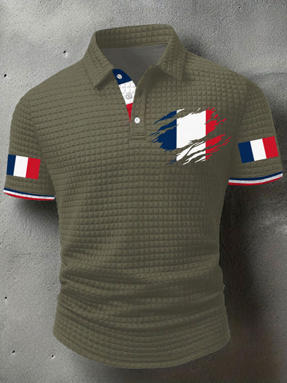 Hauts décontractés à imprimé drapeau France pour hommes
