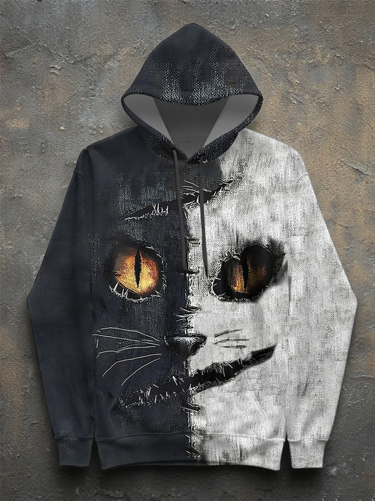 Sweat à capuche à manches longues Halloween Cat pour femmes