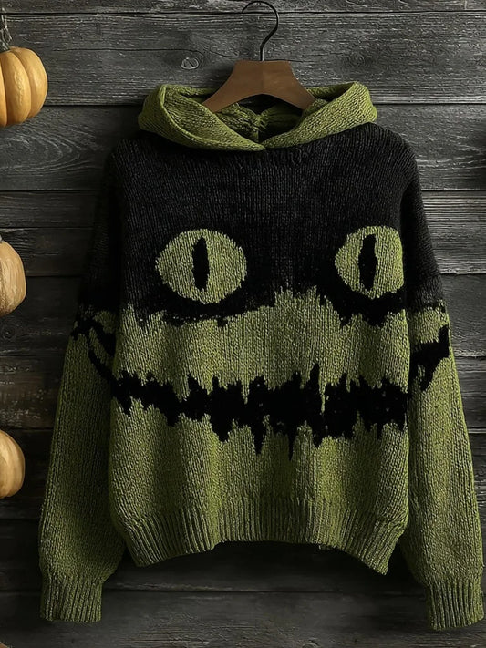 Femmes Halloween Horreur Smiley Visage Art ras du cou Pull