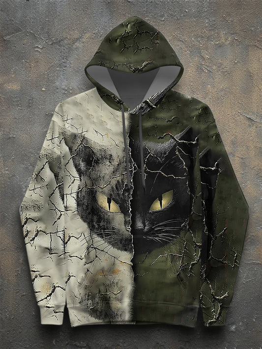 Sweat à capuche à manches longues Halloween Cat pour femmes