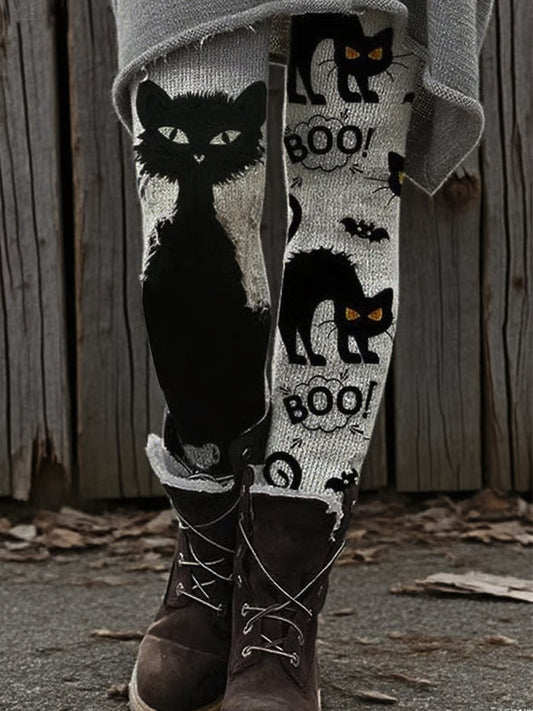 Bas Rétro Halloween Chat Noir Femme