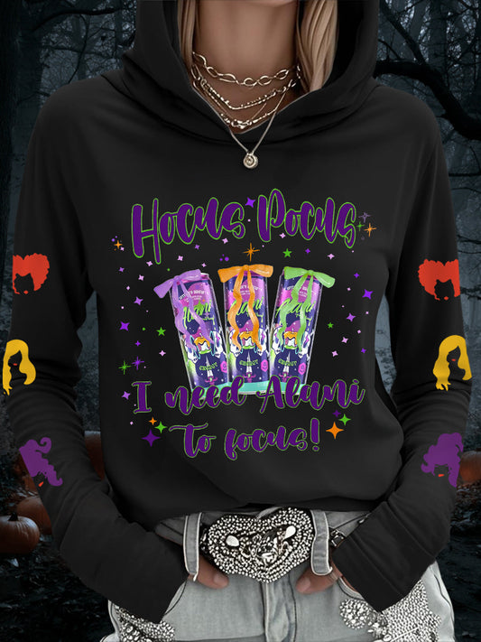 Femmes Hocus Pocus I Need Alani pour se concentrer Funny Halloween Casual Hoodie